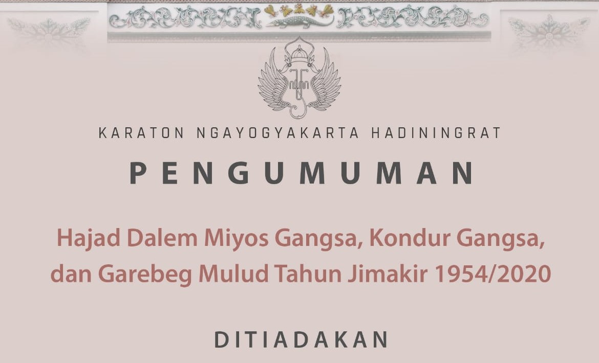 Pengumuman peniadaan gerebeg Maulud dari keraton Yogyakarta (dok. keraton yogyakarta)